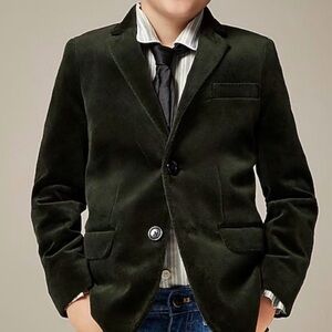 J.CREW CREWCUTS LUDLOW BLAZER IN VELVET DEEP FOREST GREEN, Sz 14